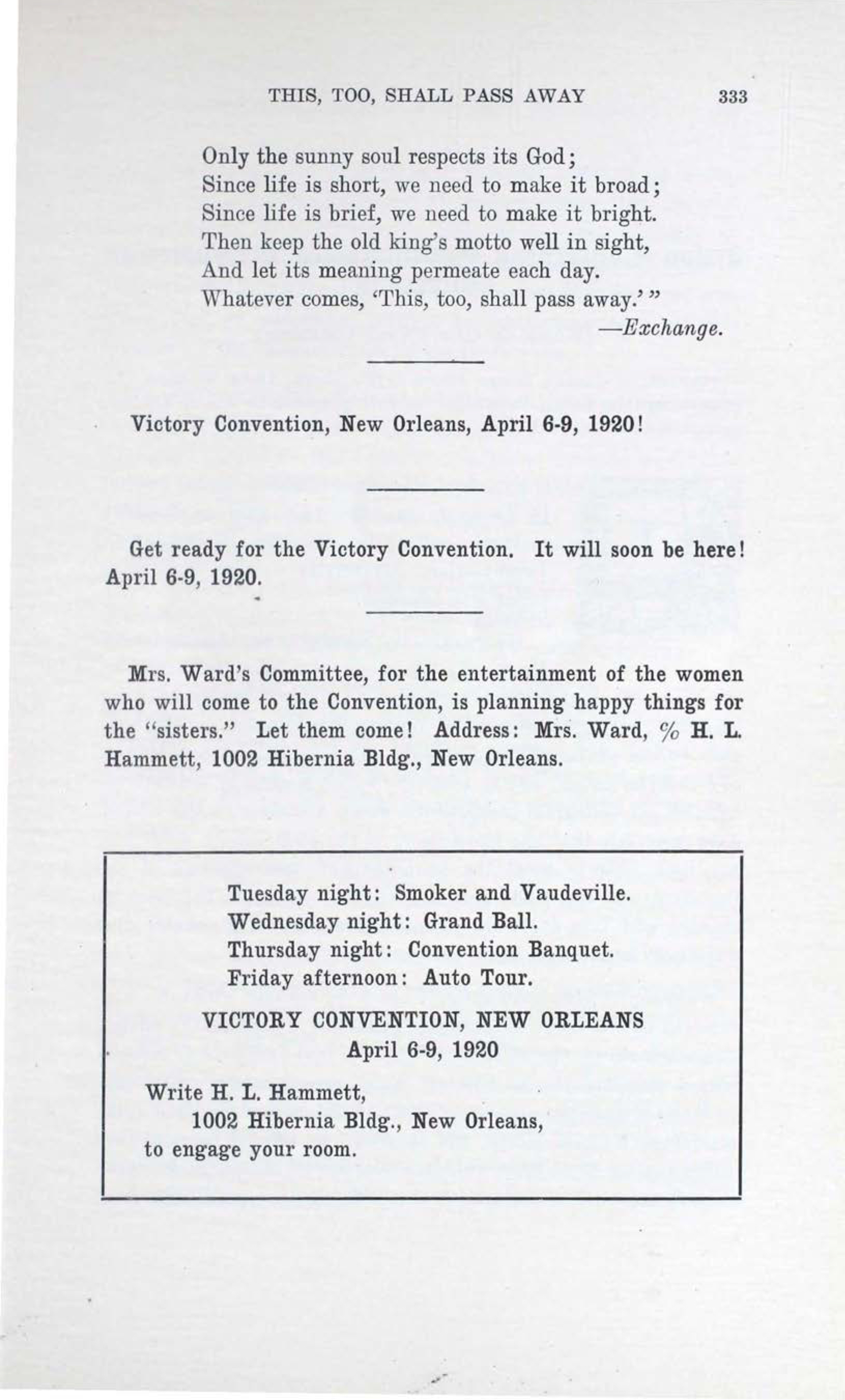 Victory Convention, New Orleans 7, February 1920